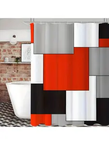Stylish Geometric Cube Shower Curtain (1 piece) - Waterproof fabric, simple and modern design, comes with 12 easy-slip hooks, home bathroom decor, bathroom accessories., Polyester, Shower Curtains