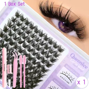 Anime Style Lash Clusters Extension Kit, Cross Cluster & Wide-Band Design, Reusable Individual Eyelashes with Glue Tweezers Included, Makeup