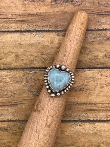 Jane-Larimar Heart Ring