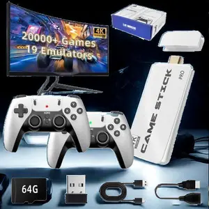 Retro Gaming Gift Bundle: 64GB Plug & Play Console Stick w/ 20K Games, 2 Wireless Controllers, 4K HDMI | Preloaded NES, SNES, SEGA, PS1 Classics | Ready-to-Play for Kids & Adults