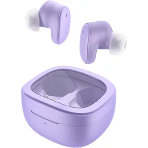 True   Earbuds 9  5.3, in-Ear Earphones Transparent Case Design with   Fuction, 24Hour Playtime/ Modes/Built-in Mic/Touch Control -Purple