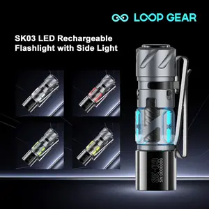 LOOP GEAR SK03 LED 1000 Lumens Flashlight, AA Rechargeable EDC Flashlight with Side Light, 10 Modes