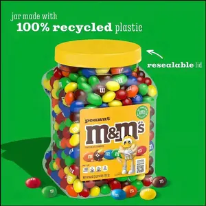 M&M'S Peanut Milk Chocolate Candy 62 oz Snack Bonbon Dessert with Tasty Peanut and Milk Chocolate Flavor Perfect for Sharing Generous Size for Parties and Gifting in Recycled Plastic Jar Nostalgic Frozen