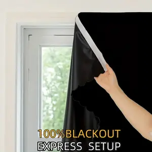 Modern Minimalist Self-Adhesive 100% Full Light Blocking Curtain, Easy Installation No Drilling Required, UV Protection Privacy Shield