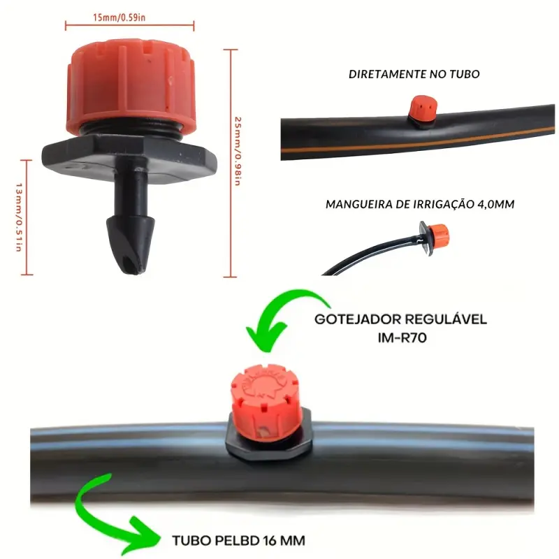 200pcs Automatic Irrigation Sprinkler Heads, Red Cap Closable Drippers, 8-Hole Adjustable Flow Sprinklers, Garden Watering Sprinkler, Drip Irrigation Accessories, Orchard Garden Farm Water Drippers, Watering For Garden