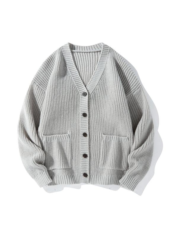 #Springfresh Men's Beige V Neck Shawl Collar Cardigan Sweater Button Front Loose Fit Knitwear with Pockets for Fall & Winter Casual Wear Elegant Stylish Medium Size Chunky Menswear Outfits Stitch Suits