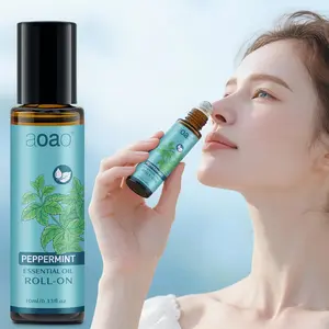 Peppermint Essential Oil Rollerball 10ML, Natural Pre-Diluted Blend, Fresh Peppermint Scent, Massage, Relieves Nausea, Motion Sickness