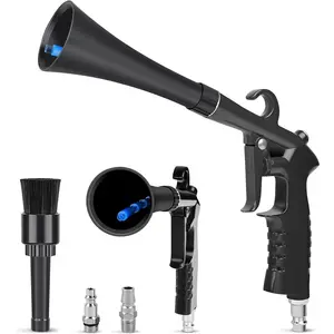 Car Cleaning Gun Detailing Interior Dryer Air Blow Gun High Pressure Blower Gun Car Detailing Kit with 1 Nozzle 1 Detail Brush 3 Connectors for Efficient Interior Exterior Cleaning