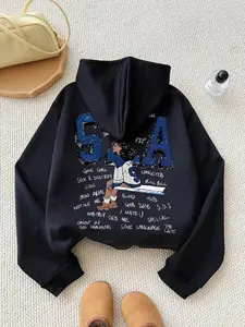Women's Graphic Print Hoodie, Casual Long Sleeve Hooded Sweatshirt Clothing for Fall & Winter, Women's Clothes for Daily Wear