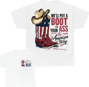 [Graphic Tee]100% Cotton T-Shirt – "Courtesy of the Red, White and Blue" 4th of July Patriotic Graphic Tee, USA Independence Day Shirt, Casual & Comfortable, Perfect for Celebrating the 4th of July, Sweatshirt Hoodie Option Available