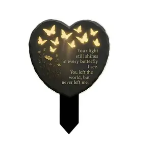 One-Piece 2D Flat Butterfly Heart Garden Sign, Suitable for Lawn Cemetery Flower Bed Outdoor Decoration, Durable & Weather Resistant Design