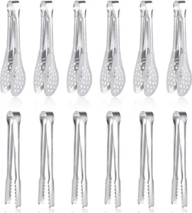 Pack of 12 Premium Small Serving Tongs, Mini Stainless Steel Appetizer Tongs Serving for Tea Party, Candy Bar, Breakfast, Home Party, Wedding or Daily Use (5/5.2 Inches)