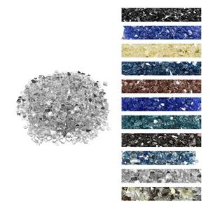 VEVOR Fire Glass, 10 LBS / 4.5 KG High-Temperature Resistant Fireplace Rocks, 1/2-Inch / 12.7 mm Reflective & Smokeless Firepit Glass Rock, High Luster Stone Landscaping for Fire Pit Table, Clear