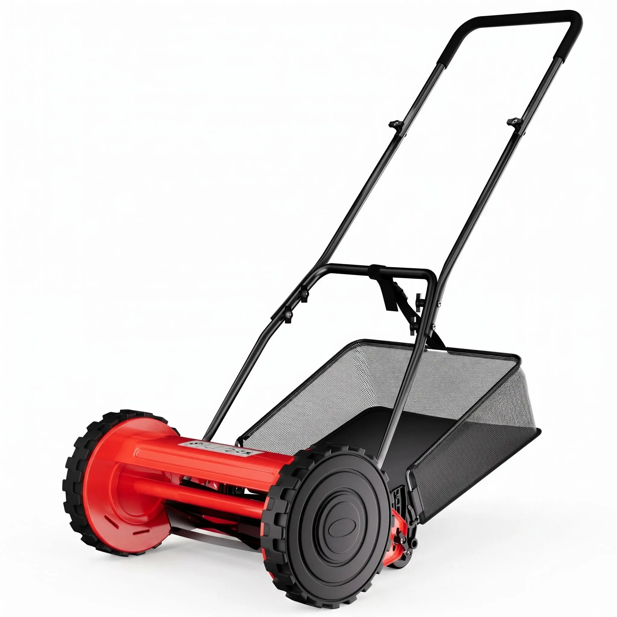 Garvee Eco-Friendly Manual Push Reel Lawn Mower – 14-Inch 5-Blade, Adjustable Cutting Height, Removable Grass Catcher Bag, Comfortable Sponge Grip, Durable Steel Construction – Perfect for Small Lawns