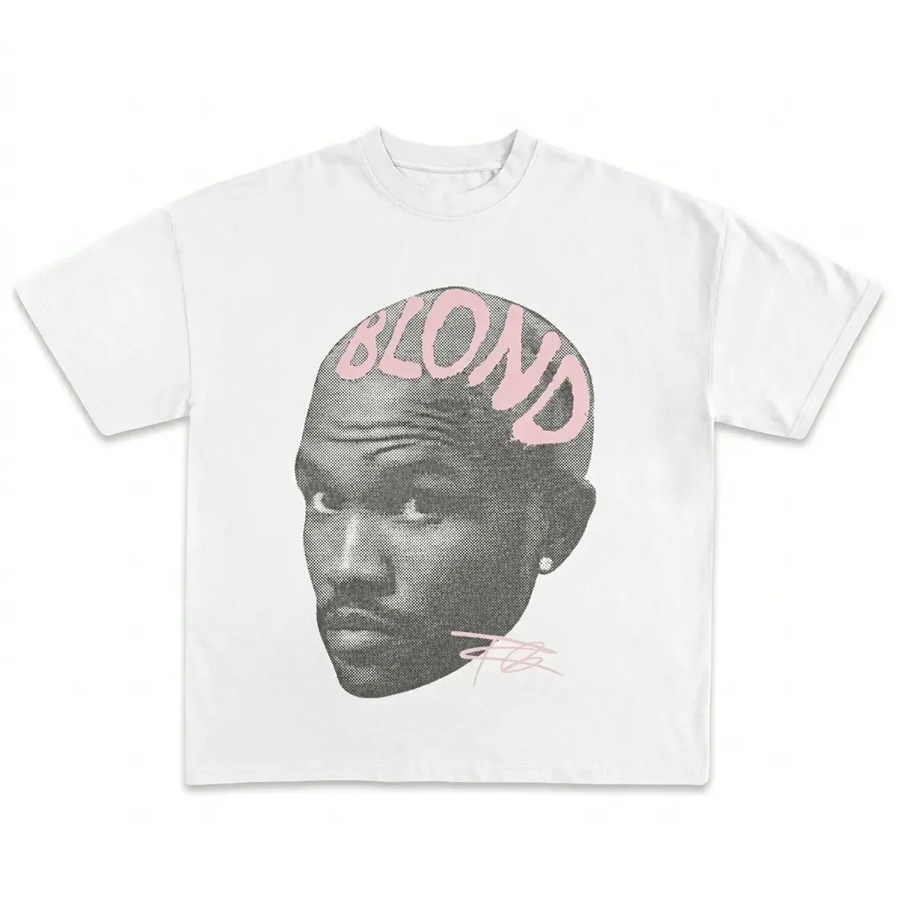 Frank Vintage T-Shirt Men Blonde Album Graphic Tee Oversized Bootleg Rap Style Music Fans Apparel Heavyweight Summer Top