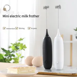 Stainless Steel Battery-Powered Handheld Frother Mixer, Compact Easy-Clean Multi-Use Kitchen Tool, Easy Cleaning