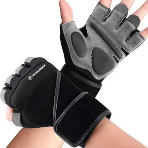 1 Pair Durable Weight Lifting Gloves, Half-finger Breathable Protection Powerlifting Adjustable Wrist Strap Wrist Support, Training Exercise Gloves for Men & Women, Workout Accessories