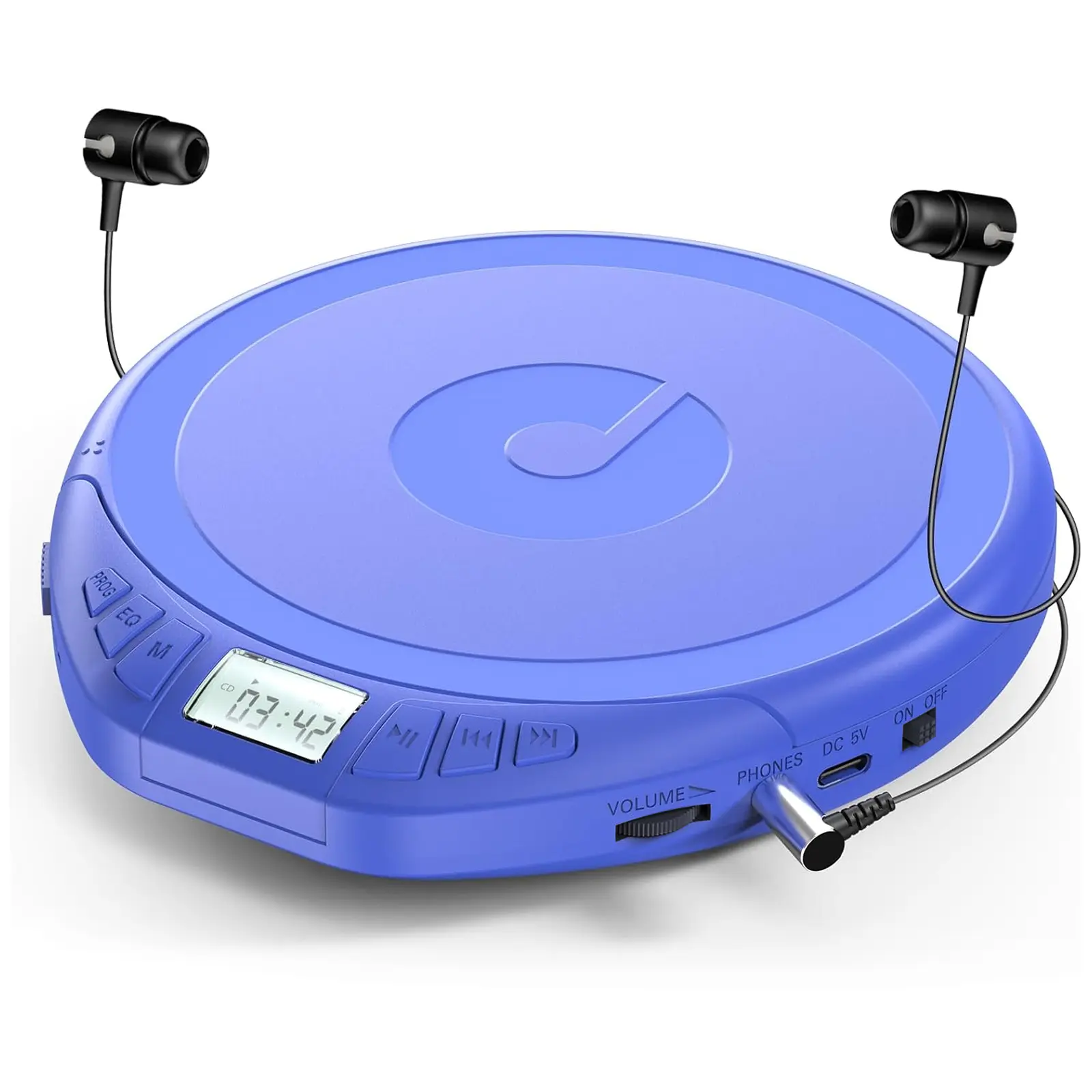 Kegaudio H01 Compact Portable CD Player - ASP Anti-Shock, Rechargeable Batteries, High-Quality Sound, LCD Display, Digital Noise Reduction Chip, MP3/CD-RW Support, Aux Cable Input, Memory Function, Push Button Control, Easy to Use, Indoor & Outdoor Use