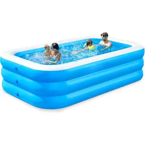 Inflatable Pool for Adults with Seats, 120" X 72" X 22" Full-Sized Blow Up Durable Thickened Above Ground Family Pool, Large Swimming Pools for Backyard Garden Lawn Summer Water Party for Gifts for Women, Blue