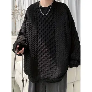 Fashion Men's Plus Size Cable Knit Pullover Sweater
