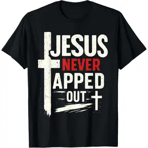 100% Cotton Jesus Never Tapped Out Christian Wrestling Wrestler Wrestle T-Shirt