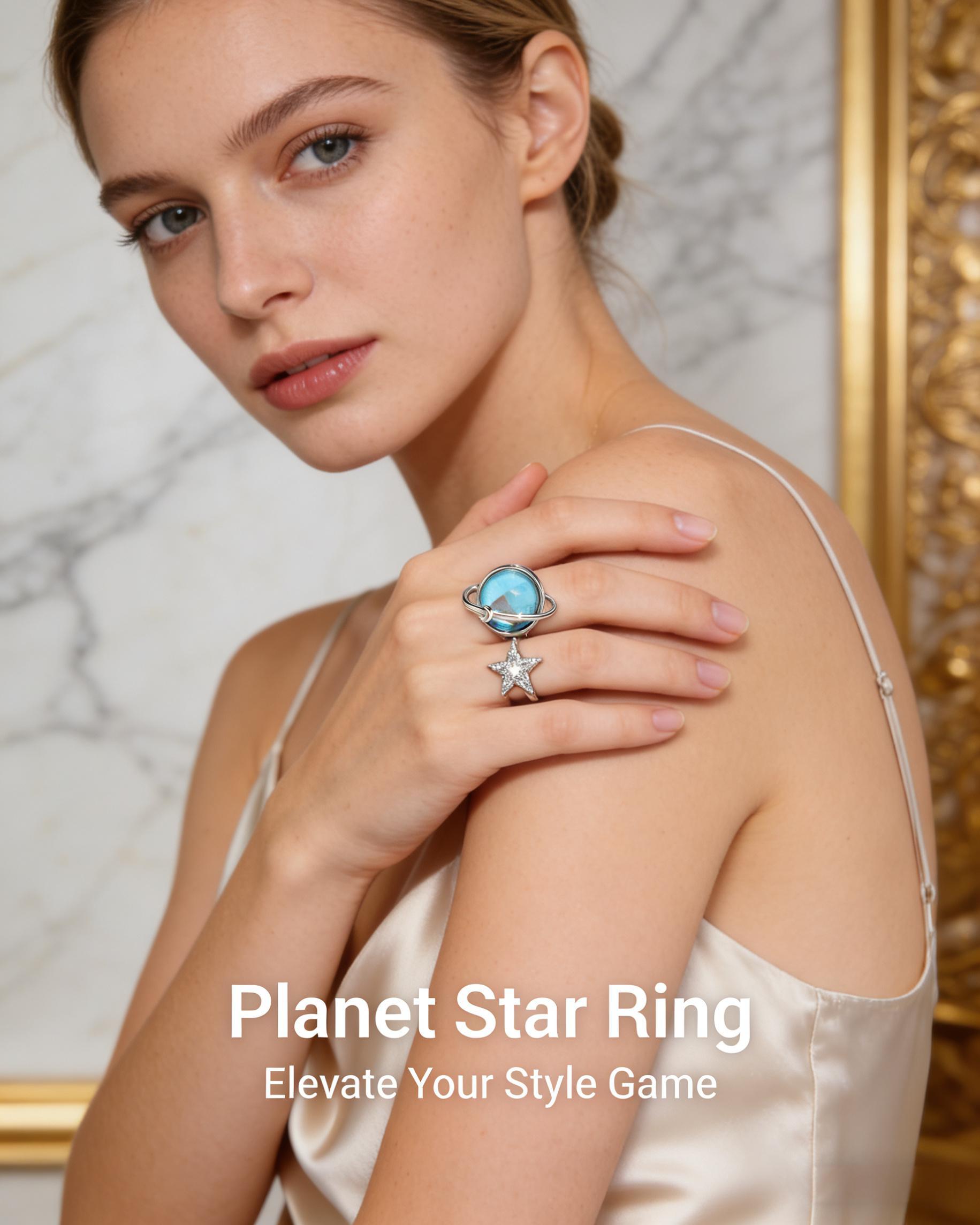 925 Sterling Silver To My Dear Daughter Celestial Fidget Ring with Inspirational Card, Blue Planet Star Spinner Anxiety Ring, Motivational Gift from Mom Dad, Adjustable Stackable Jewelry for Daughter, Birthday Graduation Present