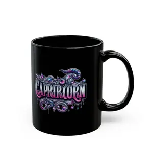 Capricorn Zodiac Black Mug - 11oz & 15oz - Astrology Gift, Horoscope Coffee Cup, Personalized Mug for Astrology Lovers, Birthday Gift