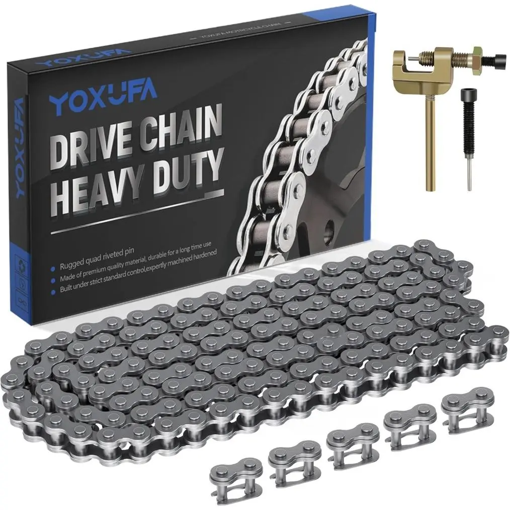 #35 Chain For Mini Bike, Coleman CT100U, CC100X, Baja Doodle Bug DB30, Motovox MBX10, MBX11, Moto Moto MM-B80, 105cc Predator, 79cc, 77cc, 100cc Engine Powersports Parts With Chain Breaker-100 Links