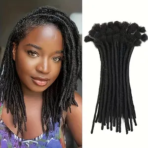 【TIMIA】Dreadlock Thin Synthetic Braid Hair Extensions 0.4 /0.6/0.8cm 20 Strands Short Single Dreadlock Hair Extensions Natural Black Braid Hair Extensions Suitable for Christmas and Halloween (20 Strands, 1B#)