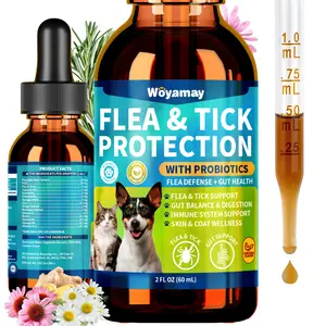 Woyamay Flea Defense + Probiotic Support Drops, Natural Flea and Tick Prevention for Dogs and Cats, Cat & Dog Flea Treatment & Probiotics Drop, Dual-Function Flea Prevention Drops, Chicken Flavor