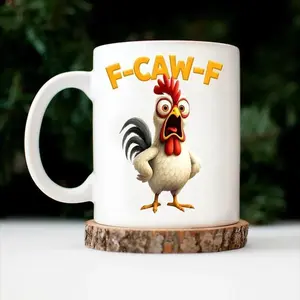 Funny Chicken F-Caw-F Personalized Mug, F-Caw-F Chicken Humor Mug, Funny Rooster Meme Coffee Mug, Funny Chicken Mug,Quirky Chicken Lover Mug