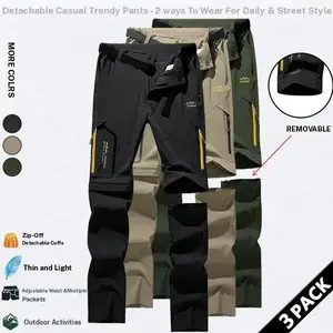 Men's Zipper Design Pocket Windproof Outdoor Pants, Regular Fit CasualDetachable Leg Comfy Sports Trousers forOutdoor Activities, Men's Athletic Sporty Bottomsfor All Seasons, Hiking Pants, Mens Clothing,Activewear, Sporty Style Clothes