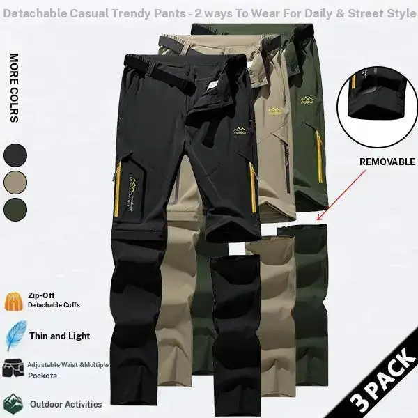 Men's Zipper Design Pocket Windproof Outdoor Pants, Regular Fit CasualDetachable Leg Comfy Sports Trousers forOutdoor Activities, Men's Athletic Sporty Bottomsfor All Seasons, Hiking Pants, Mens Clothing,Activewear, Sporty Clothes Menswear Stylish Gamis