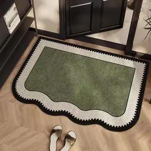 Door Mat Decorative Rug, Linen Volcanic Mud Material, 1000g/sq.m, Thick 0.5mm, Strong Anti-Slip, Quick Absorbent, Home Decoration, Diatomite Rug