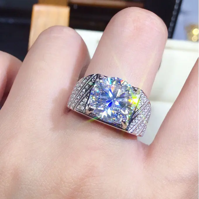 5 carat full diamond eight-heart eight-arrow PT950 plated simulated moissanite open ring for men and women
