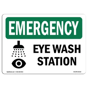 SignMission  Emergency Eye Wash Station OSHA Aluminum Sign