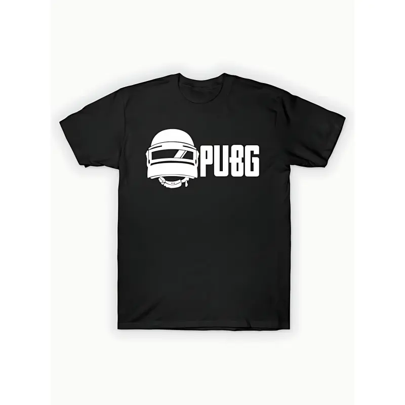Men's 200g T-Shirt, Showa Day, National Day, Emperor's Birthday, Men's PUBG Graphic T-Shirt - Casual Short Sleeve Crew Neck Shirt with Helmet Print, Suitable for Daily Wear - Summer Knit Fabric, Regular Fit