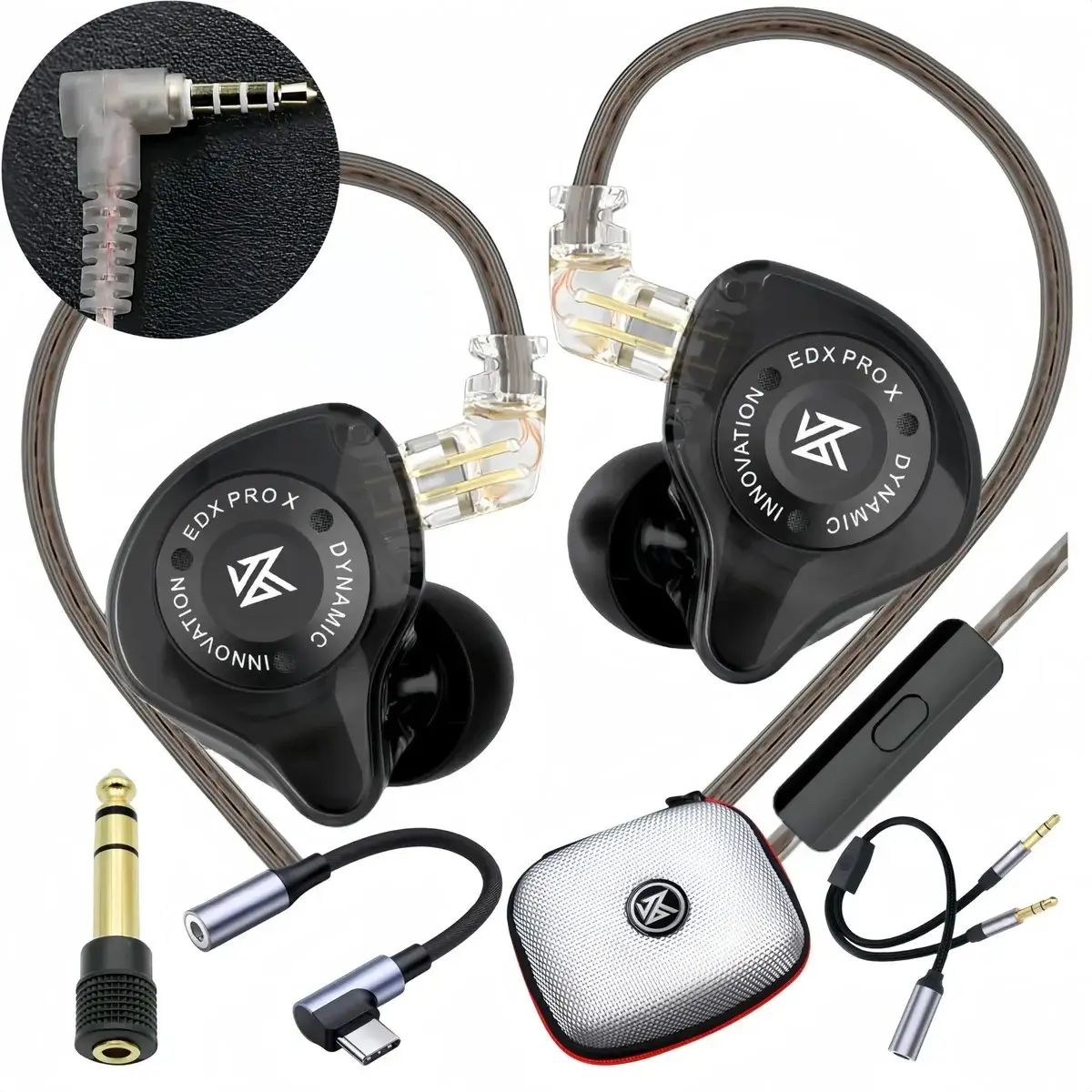Kz-Edx Pro X In-Ear Sports Headphones with Mic and Line Control, Wired Earbuds for Mobile, PC, Gaming, Music Streaming, Cable, Audio