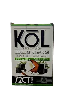 K O L-King Of Light Charcoal - 72Ct Box of 100% Natural Coconut Charcoal for Long-Lasting Beverage