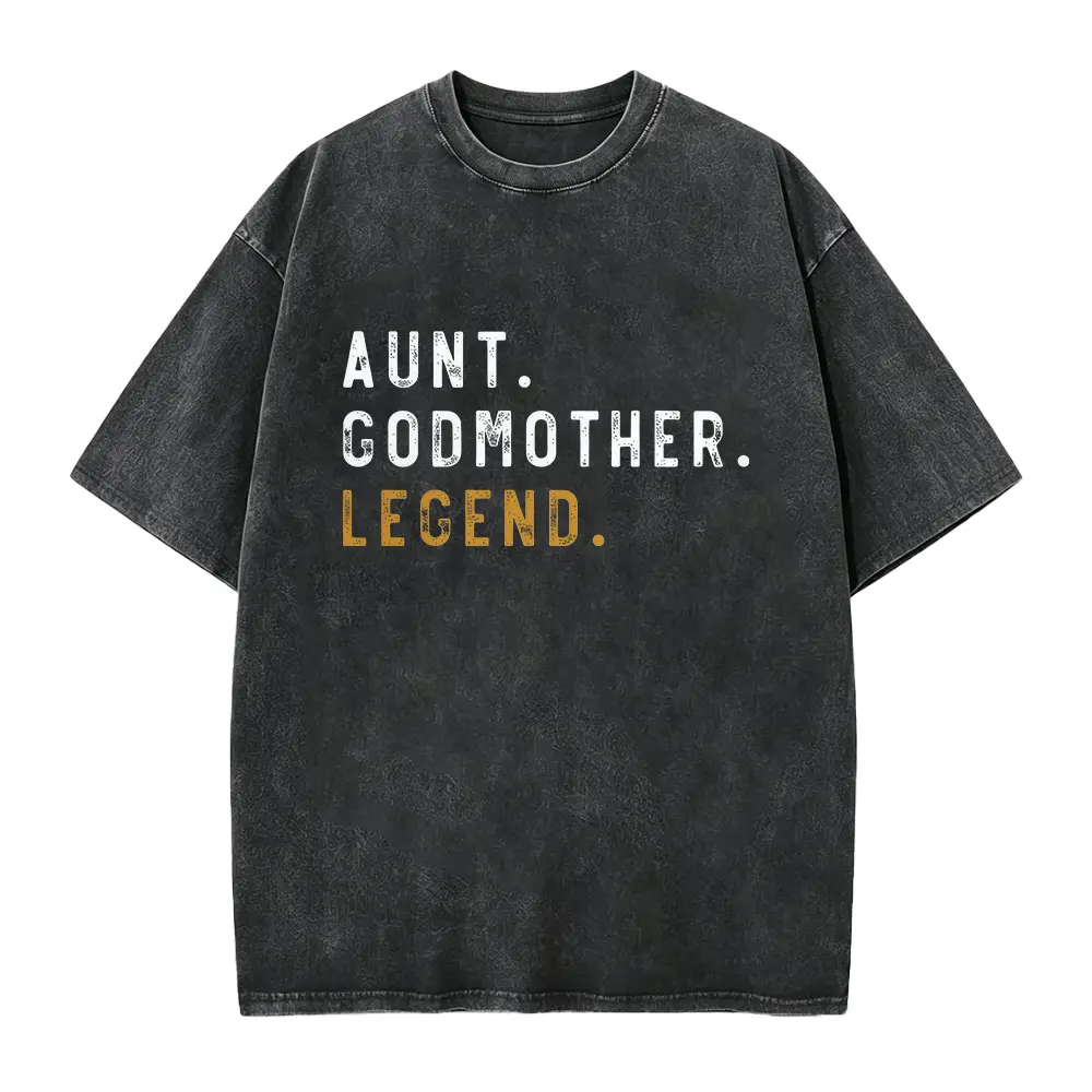 Men's Short Sleeve Cotton Graphic T-Shirt, Funny Aunt Godmother Legend Print, Unisex Godparent Baby Shower Gift, Tops, Apparel, Shortsleeve, Menswear, Tshirt, Clothes, Fabric, Loose, Birthday, Streetwear, Outdoor, Outfits, Casual, Classic