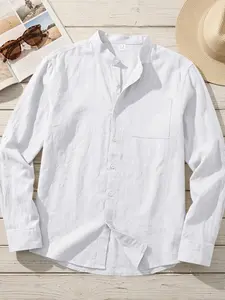 Men's Summer Classic Button Shirt, Premium Linen Material, Regular Fit Casual Wear, Fashionable Comfort Design, Perfect Daily Use, Casual Wear Clothing
