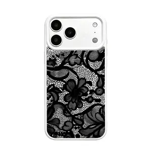 Elegant Black Lace iPhone Case, Vintage Floral Clear Phone Cover, Chic Shockproof Case for iPhone 11-17 Pro Max MKCX20260506005 Military Grade Rotating Camera