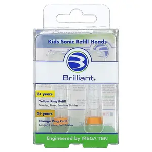Baby Buddy Brilliant, Kids Sonic Refill Heads, 5+ Years, Orange, 2 Refill Heads