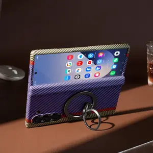 Foldable phone case with screen protector, compatible with Samsung Galaxy Z Fold 7, Z Fold 6, Z Fold 5, Z Fold 4 and Z Fold 3. Integrated case and film with magnetic stand, drop-proof protective cover, featuring durable and stylish design.