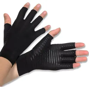 Donfri Copper Infused Compression Arthritis Gloves, Fingerless Carpal Tunnel Pain Relief Gloves For Man Women, Hand Support Wrist Brace for Rheumatoid, Tendonitis, Swelling, Crocheting, Typing (M)