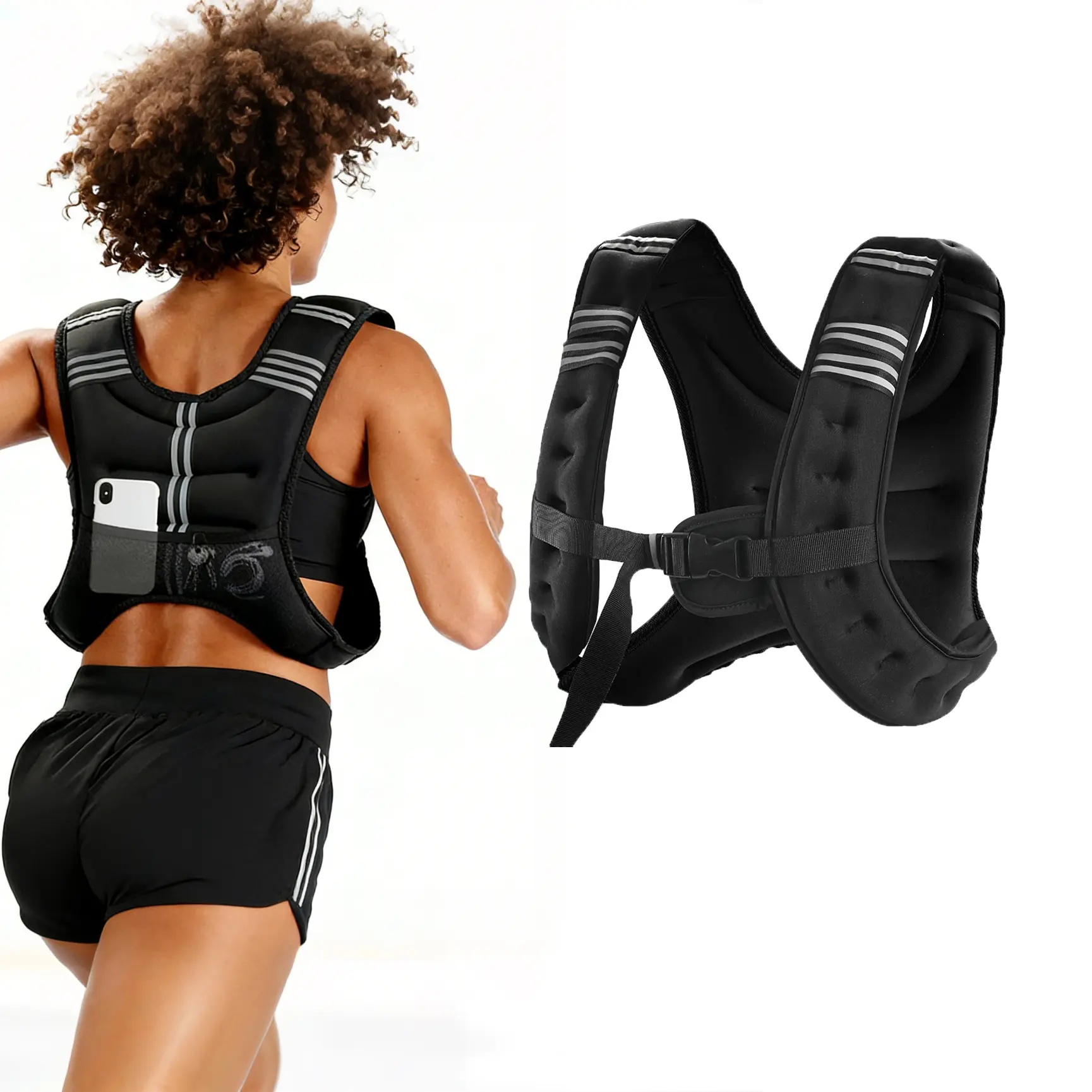 [DealsForYouDays] Weighted Vest for Fitness- 12lb Weights with Reflective Stripe, Iron Sand Sport Weighted Vest for Exercise Workout Equipment and Strength Training Running - Excerse Walking Vest