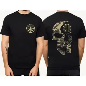2025 Summer Men's Camo with Sig Sauer Never Settle T-shirt, Unisex Short Sleeve Casual Cotton, Camo Shirt, Sig Sauer Lover Gift