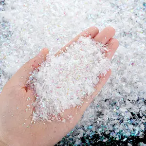 Hungdao Fake Snow Decoration Iridescent Faux Snow for Crafts Glitter Twinkles Snowflakes Powder Filler Sparkly Colorful Artificial Snowflakes for DIY Crafts Village Globe, 3.8 Ounce