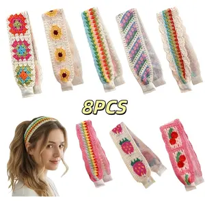 8pcs Women' Gentle No-Squeeze/No-Pull Hair & Face Headbands with Full-Size Closure - Multicolor (for Makeup, Washing Face, Ponytails, Buns) - Suitable for Sensitive Scalp & Post- Hair Care