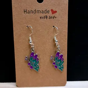 Purple & Teal Butterfly Earrings - Suicide Prevention Earrings